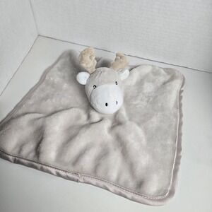 Parent's Choice Plush Lovey Moose Tan Beige Satin Trim Security Blanket 11x11"
